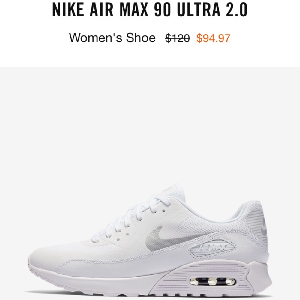 White Nike air max 90 2.0 ultra essential size 7.5